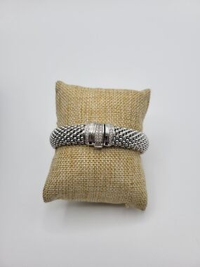 Mia Fiore Italian Sterling Silver Bronze Cuff Bracelet W/Cubic Stone Closure